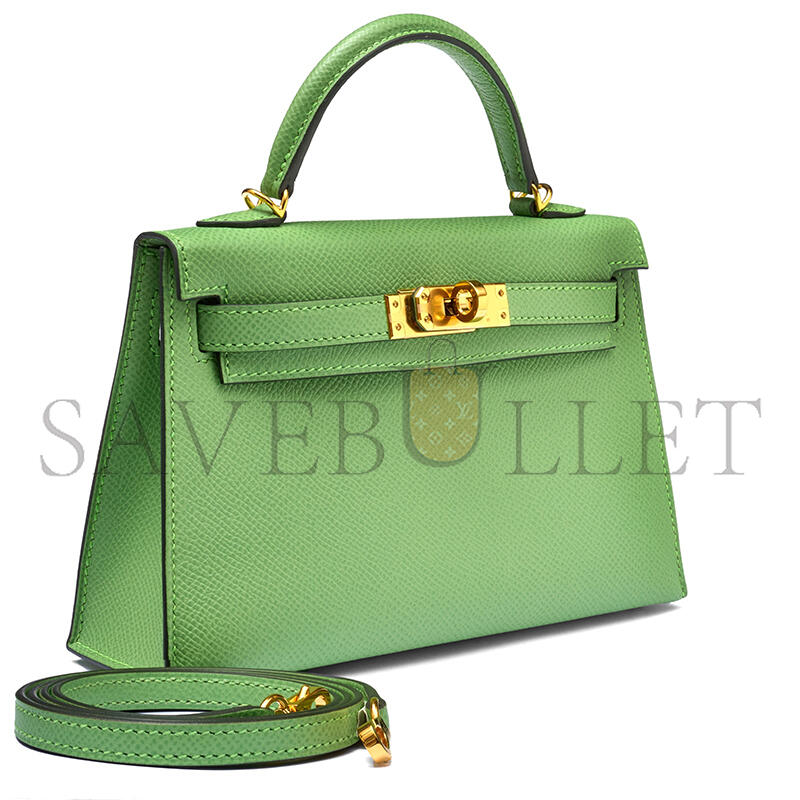 H**mes MASTER VERT CRIQUET EPSOM MINI KELLY II GOLD HARDWARE (19*12*5.5cm)